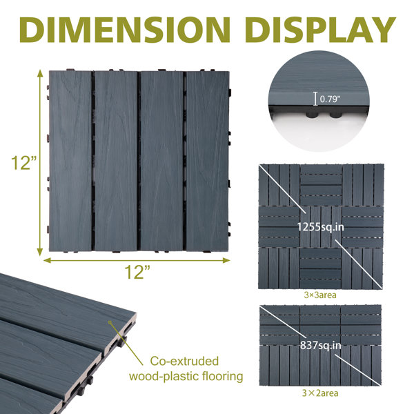 Famobay 12" X 12" Composite Interlocking Deck Tiles & Reviews Wayfair